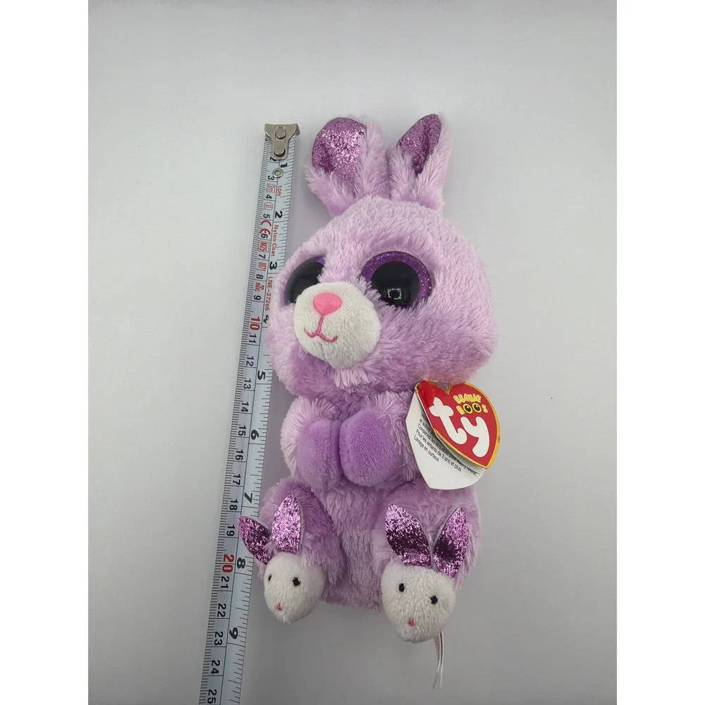 Ty Beanie Boos Fuzzy‎ Purple Bunny Rabbit Small Purple Glitter Accents Easter